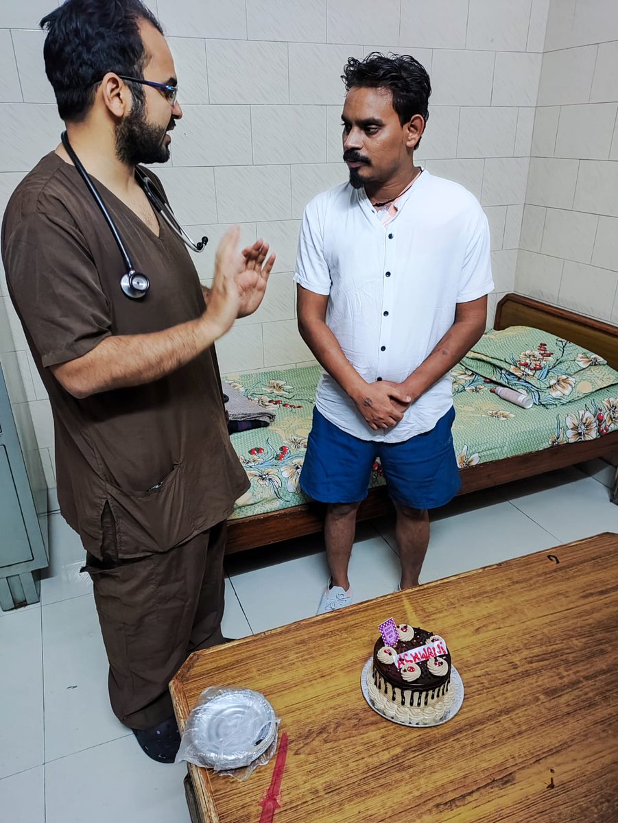 My 27/Y old pt .. A gem of  a young man .. DIAGNOSED with CARDIOMYOPATHY with EF = 15% since 1 yr ..  Had resuscitated cardiac arrest in the hospital .. Then i went on to place a CRT-D on him and god willingly the risk paid off .. Today he celebrated his birthday &amp; brought a cake