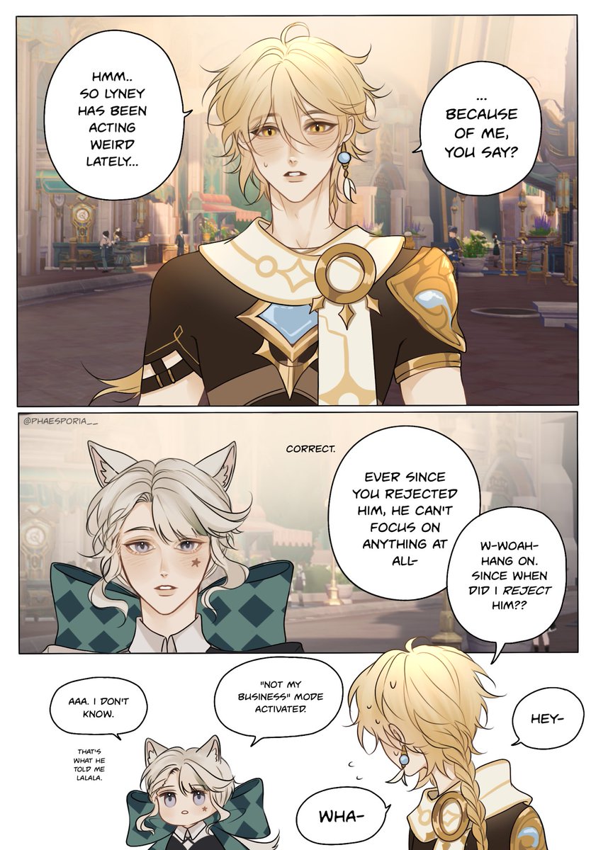phaesporia__'s tweet image. forelsket (1/?)

a short comic. 
#aelyney #aether #lyney