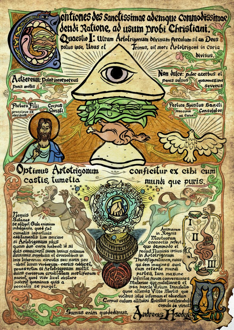 AndreaMcKid's tweet photo. Il mio contributo a The sandwichology review di @SerTogni
Presunto reperto medievale che testimonierebbe come allora si attribuisse un valore simbolico di tipo religioso al tramezzino #innominePanisetOlerumetSpiritusCarnis #panciamiafattieucarestia #testoitalianoafronte #apocrifo https://t.co/EAPWbpbbeF
