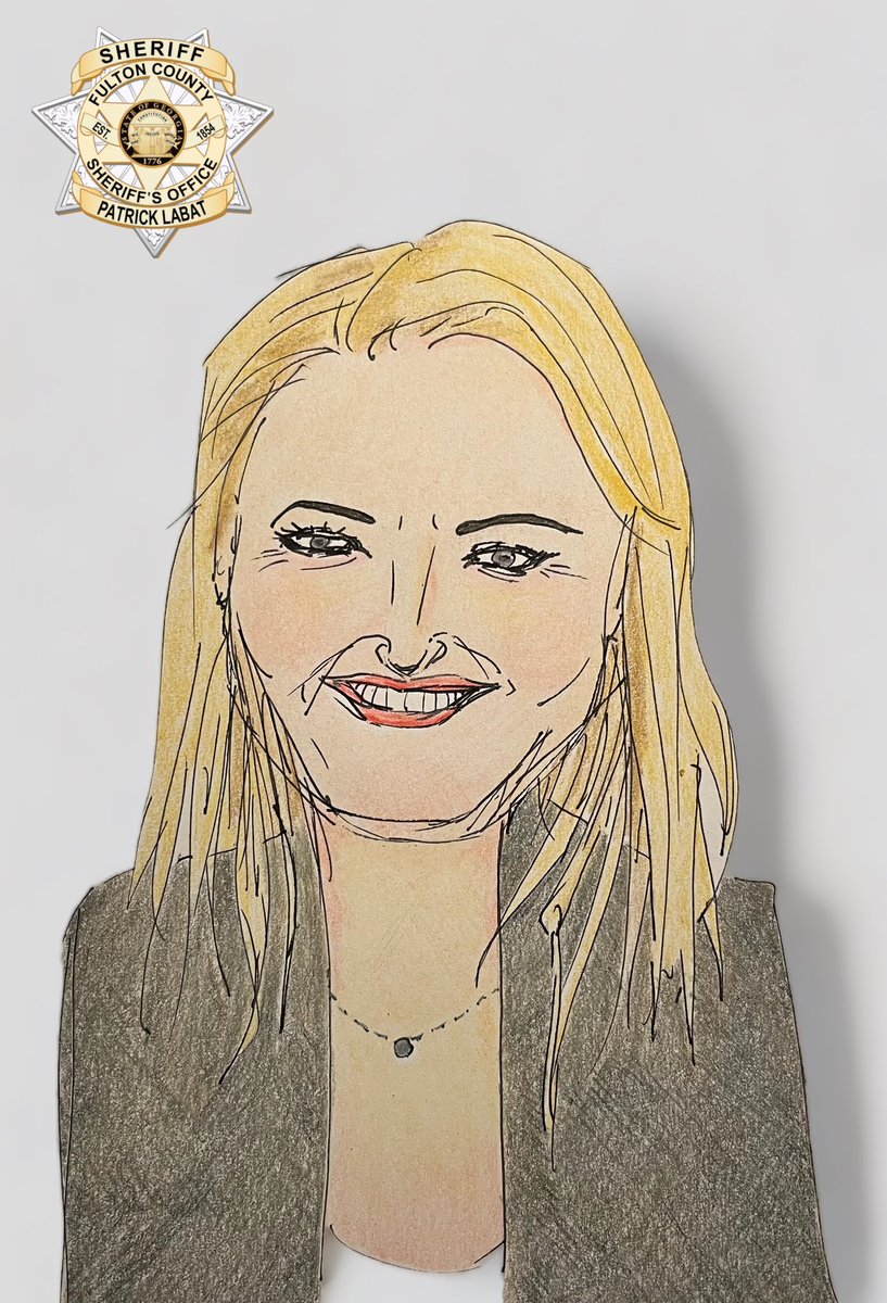 drawrepublicans's tweet photo. THE MUGSHOT SERIES
Congratulations to Jenna Ellis on your two counts: Racketeering and solicitation of violation of oath by a public officer! 
#mugshot #RICO #Trump https://t.co/Ke5Bw6fsrY