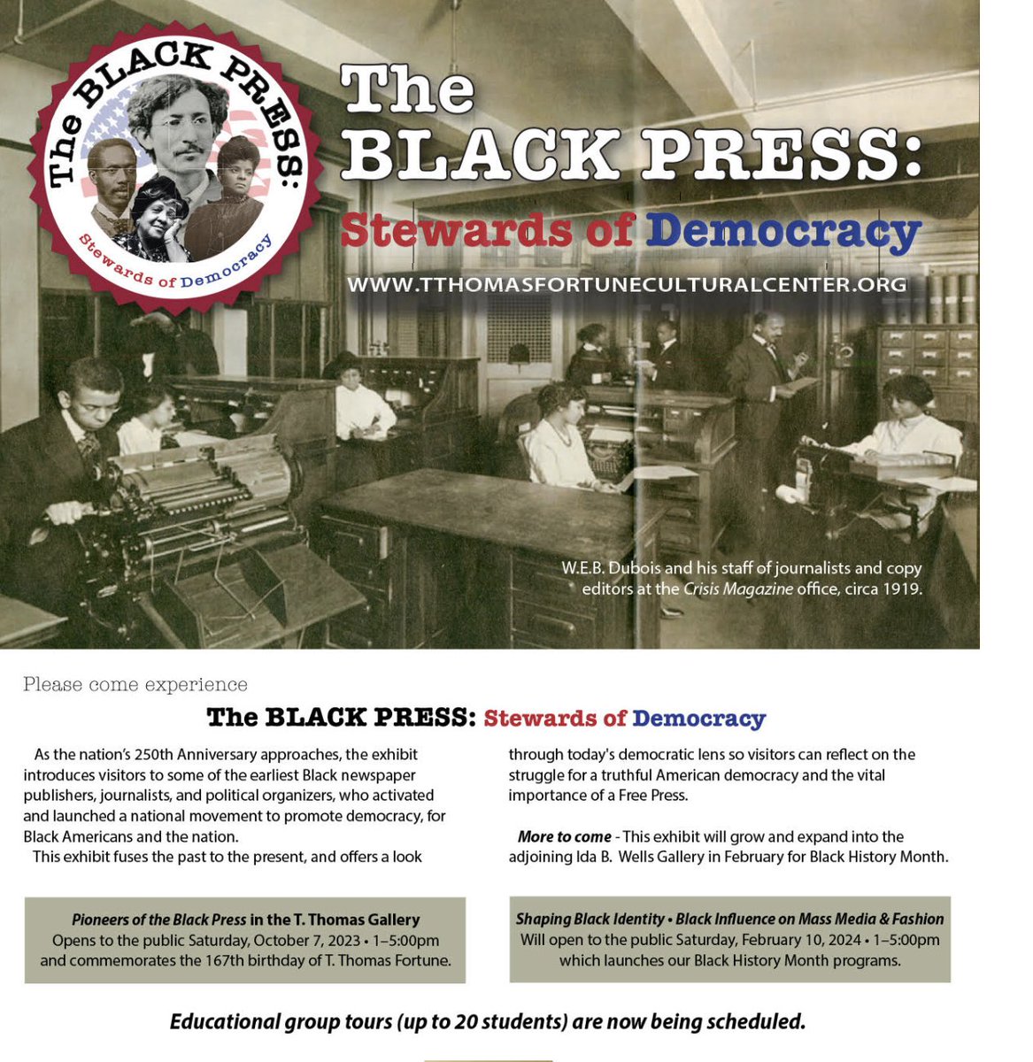 Super excited about the unveiling of the Black Press exhibit, even more excited that we have Allied students serving as tour guides. They spent a lot of time this summer learning all about the pioneers of the black press. Come visit them this fall! @MC_AAHS @TThomasFortune9…