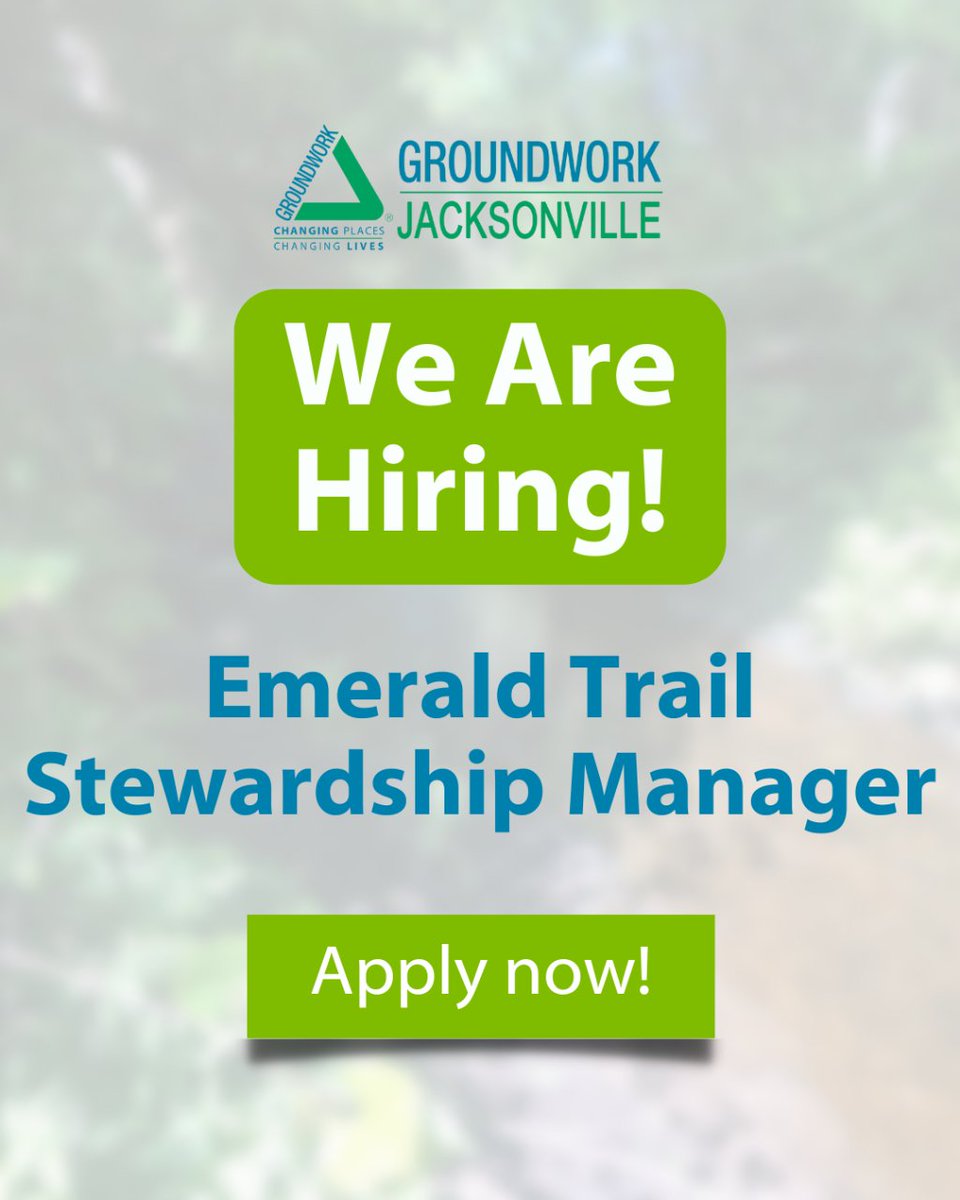 Do you want to be part of an organization that is committed to creating a more beautiful, sustainable, equitable, and connected urban core?

Click here to learn more and apply! groundworkjacksonville.org/careers/ #JacksonvilleFL #jaxjobs