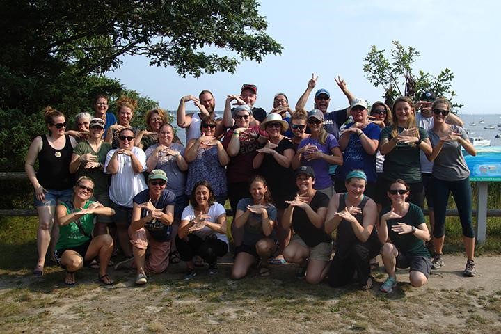 NOAADigCoast's tweet image. Educators at the Narragansett Bay Reserve worked with Deaf scientists and specialists to develop new signs for a variety of estuarine terms. These are now part of American Sign Language! coast.noaa.gov/states/stories… #ASL #AmericanSignLanguage