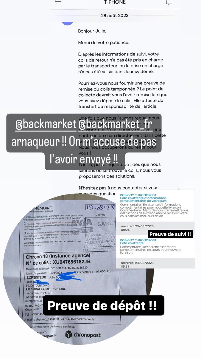 julybgn's tweet photo. @backmarket vous êtes des escros !! Des menteur et des arnaqueur !! https://t.co/TkwOu27ylm
