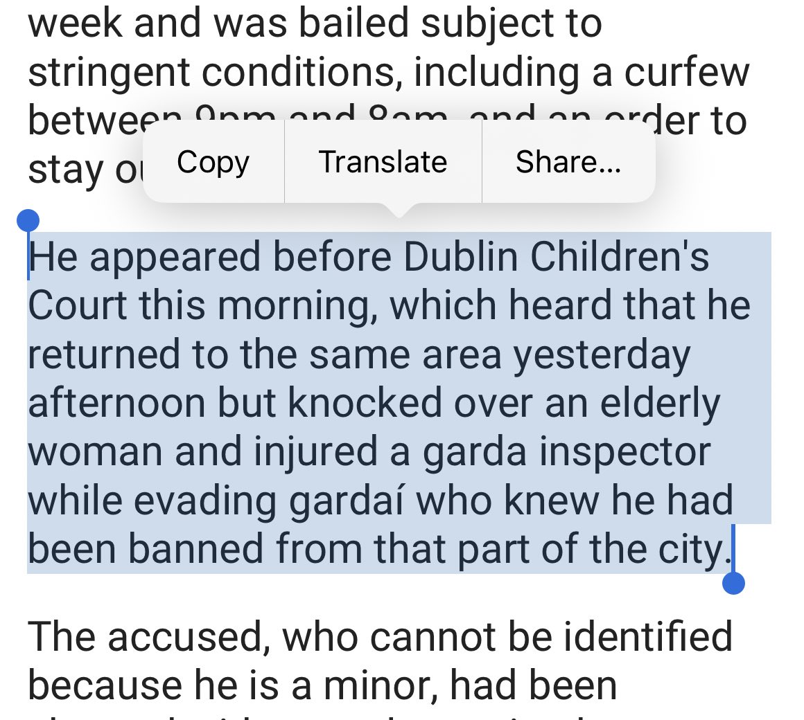 Violently robbing tourists. Breaking bail. Knocking down elderly women. Injuring Gardaí. This isn’t anti-social behaviour. It’s thuggery. I don’t want to hear any excuses. He’s had his second chance. The guy is a scumbag. A few days in Oberstown will do him the world of good.