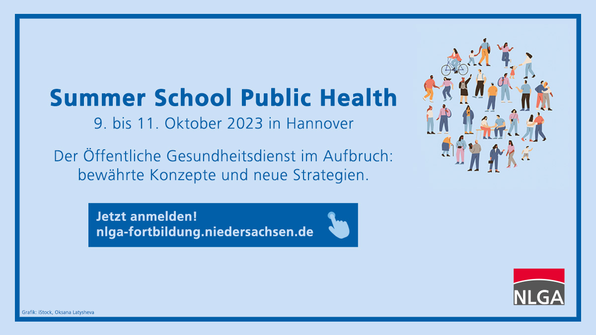 NLGA_nds's tweet photo. Vom 9. bis 11. Oktober findet die #SummerSchool #PublicHealth statt. 📑 Inhaltlicher Fokus: Der Öffentliche Gesundheitsdienst im Aufbruch: bewährte Konzepte und neue Strategien.

👉 Infos und Anmeldung unter: https://t.co/q2CzZ5dF2K

@MHHPublicHealth @RegionHannover @LVGundAFS https://t.co/aNv80sFMKg