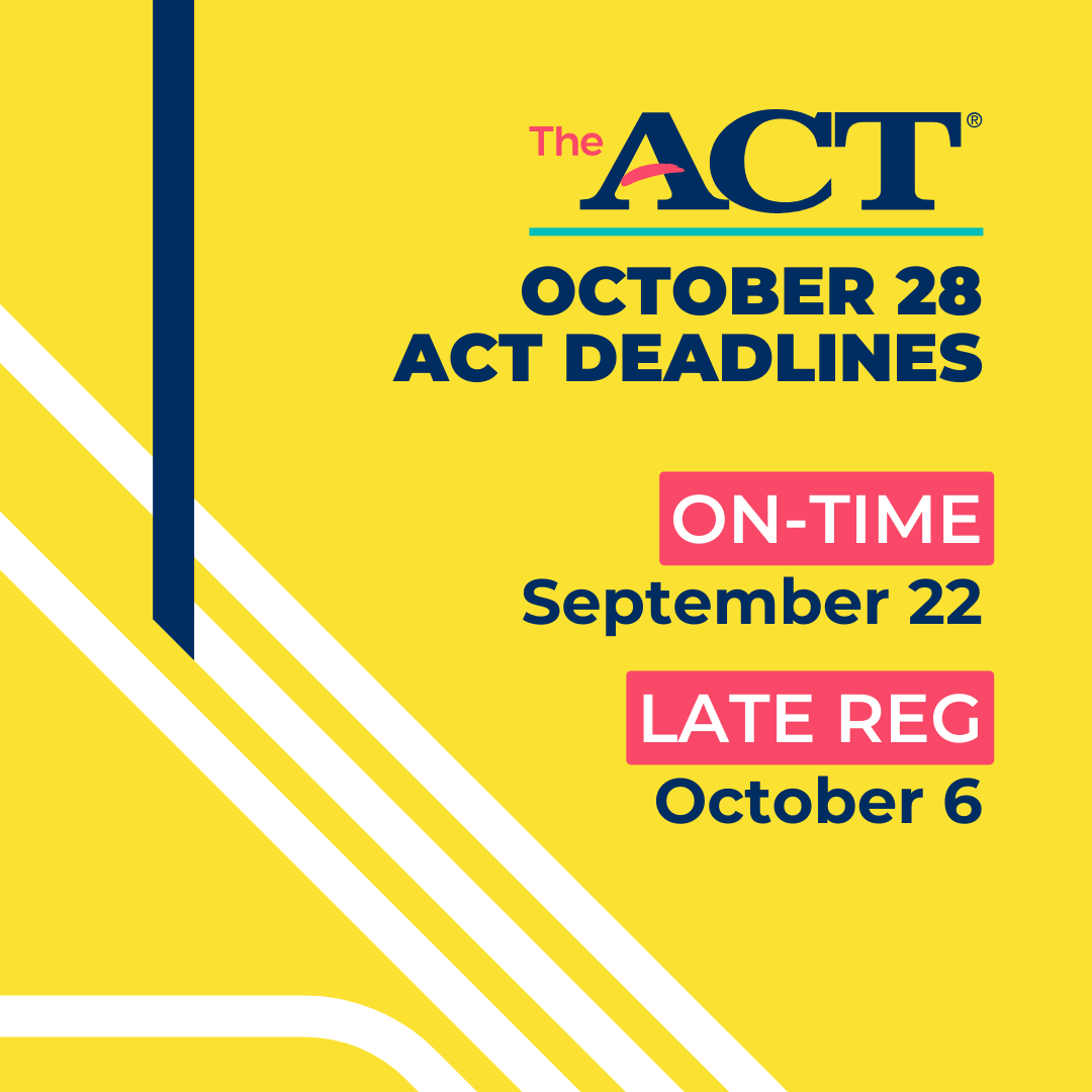ACTStudent's tweet photo. Time to start thinking about the October ACT test! ✏️ P.S. If you register by September 8th, you’ll be invited to an exclusive virtual webinar to learn how to build and finalize the perfect college list. You won’t want to miss it!

Register now: https://t.co/vaWYo7mEaO https://t.co/3ZgVhDmmvG