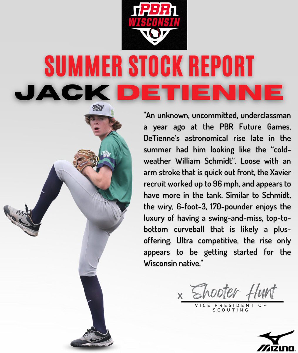RHP Jack DeTienne (Verona Area, 2024; Xavier recruit) skyrocketed into the top-75 nationally in our recent rankings update after multiple electric outings this summer. Check out what @ShooterHunt had to say about the state’s top arm. 👤PROFILE: loom.ly/yP5mhTA