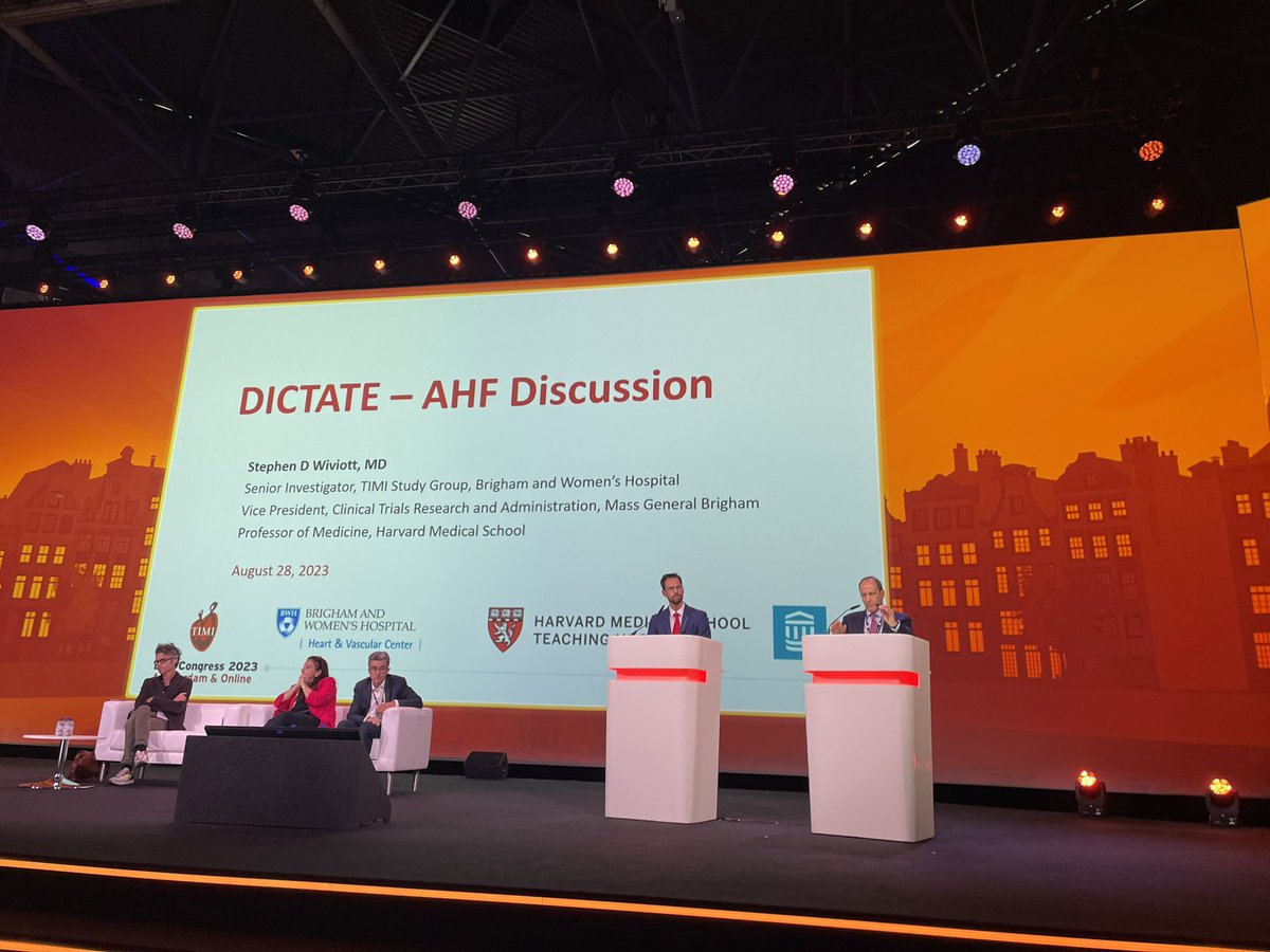 DICTATE-AHF top line results were presented at #ESCCongress2023 KEY MESSAGE: Dapagliflozin is safe to start on the first day of AHF hospitalization to optimize #gdmt Addironally, diuretic benefits have meaningful impact on AHF discharge rates over the study period