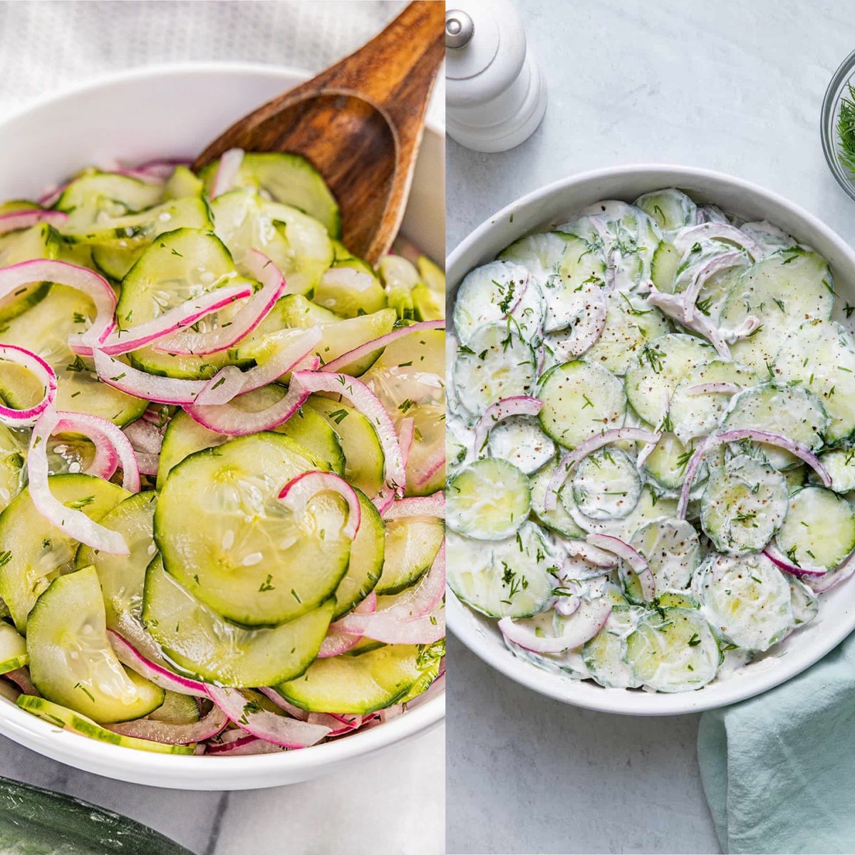 MarcBaker2023's tweet image. Left or right??🤔 #cucumbersalad
