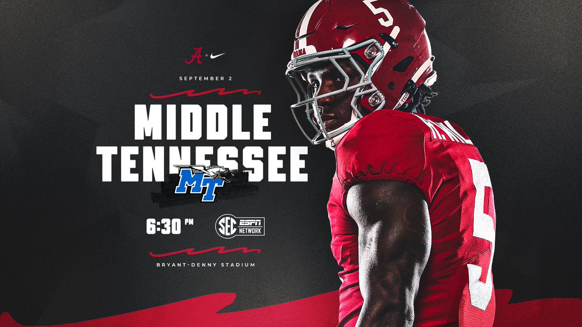 AlabamaFTBL's tweet photo. Game Week Central - Middle Tennessee

https://t.co/Lsm90XxiIJ

#RollTide https://t.co/e0ZvW9RkYL