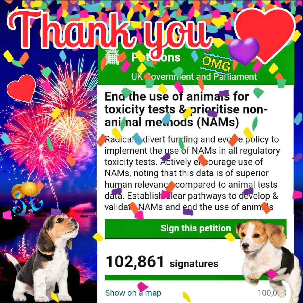 THANKYOU THANKYOU!! 💜💜💜 To each & every one of you who signed, shared , did an Outreach ..whatever you did to get us to the 100,000. YOU ARE ALL AWESOME!! 🥰 And special thanks to @TomHardy for helping with the final push 💜 For the Beagles! 🐶 @UKParliament see you soon!! 😘