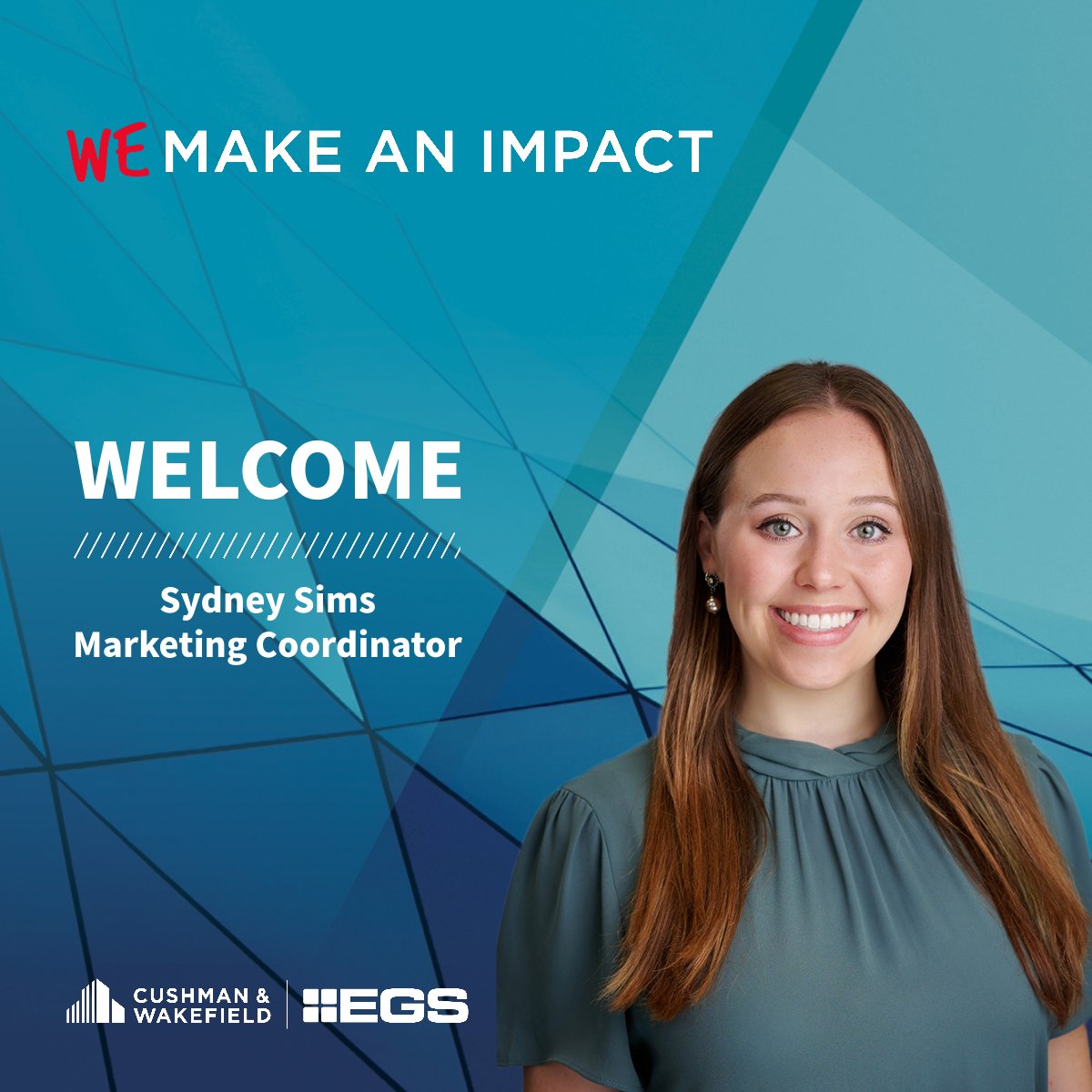 EGSCRE's tweet photo. Say hello to our newest team member, Sydney Sims! As Marketing Coordinator, Sydney provides marketing, research and administrative support to our brokerage team. Learn more about how she will make an impact at EGS: https://t.co/SqOz1hKnEr #TeamEGS #sayhello https://t.co/6jjZUfAFSy