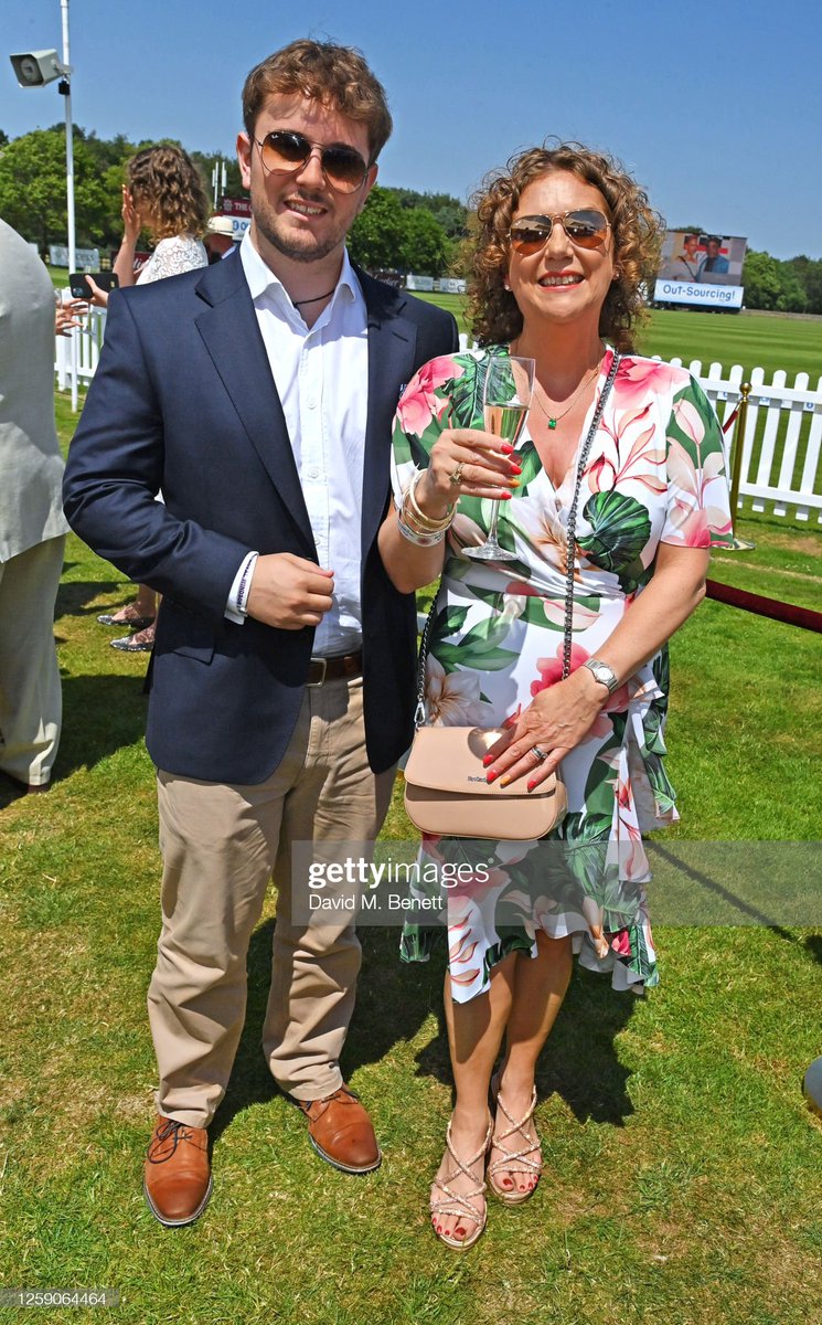 Benjamin Ingram-Moore and Hannah Ingram-Moore, family of Captain Sir Tom Moore, attend the Out-Sourcing Inc Royal Windsor Cup at Guards Polo Club in Egham, England (2023)