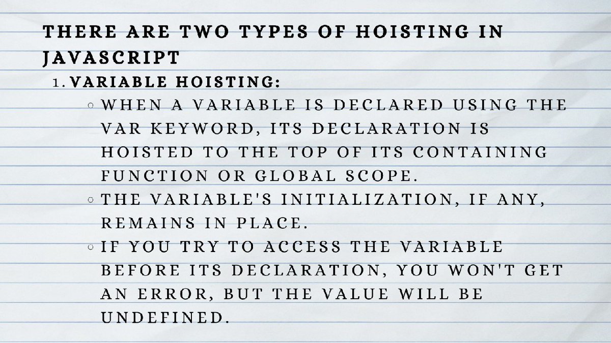 JayeshHande_21's tweet image. to-understand slides! From variable declarations to function hoisting, we've got you covered. 🚀 #JavaScriptHoisting #CodeExplained"