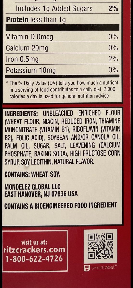 In case you’re wondering what exactly is ‘processed’ food, look no further than the lowly Ritz cracker. Saturated fat, sodium and added sugar, not to mention an unidentified bioengineered food ingredient.🧐 Next on the hit parade—deli meats. #readthelabel