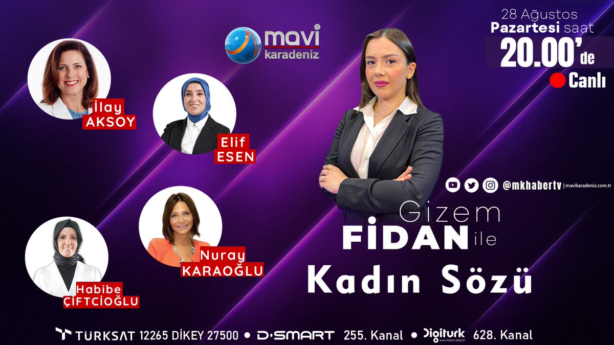 CANLI YAYIN 📺 Gizem Fidan(@gizemfidanhaber) İle Kadın Sözü bu akşam saat 20.00'da MK Haber'de! Programa bu hafta İlay Aksoy (@ilay_aksoy), Elif Esen(@elifesendeva), Habibe Çiftçioğlu(@Hbb_Ciftcioglu) ve Nuray Karaoğlu(@KaraogluNuray) konuk oluyor. #KadınSözü #MKHaber