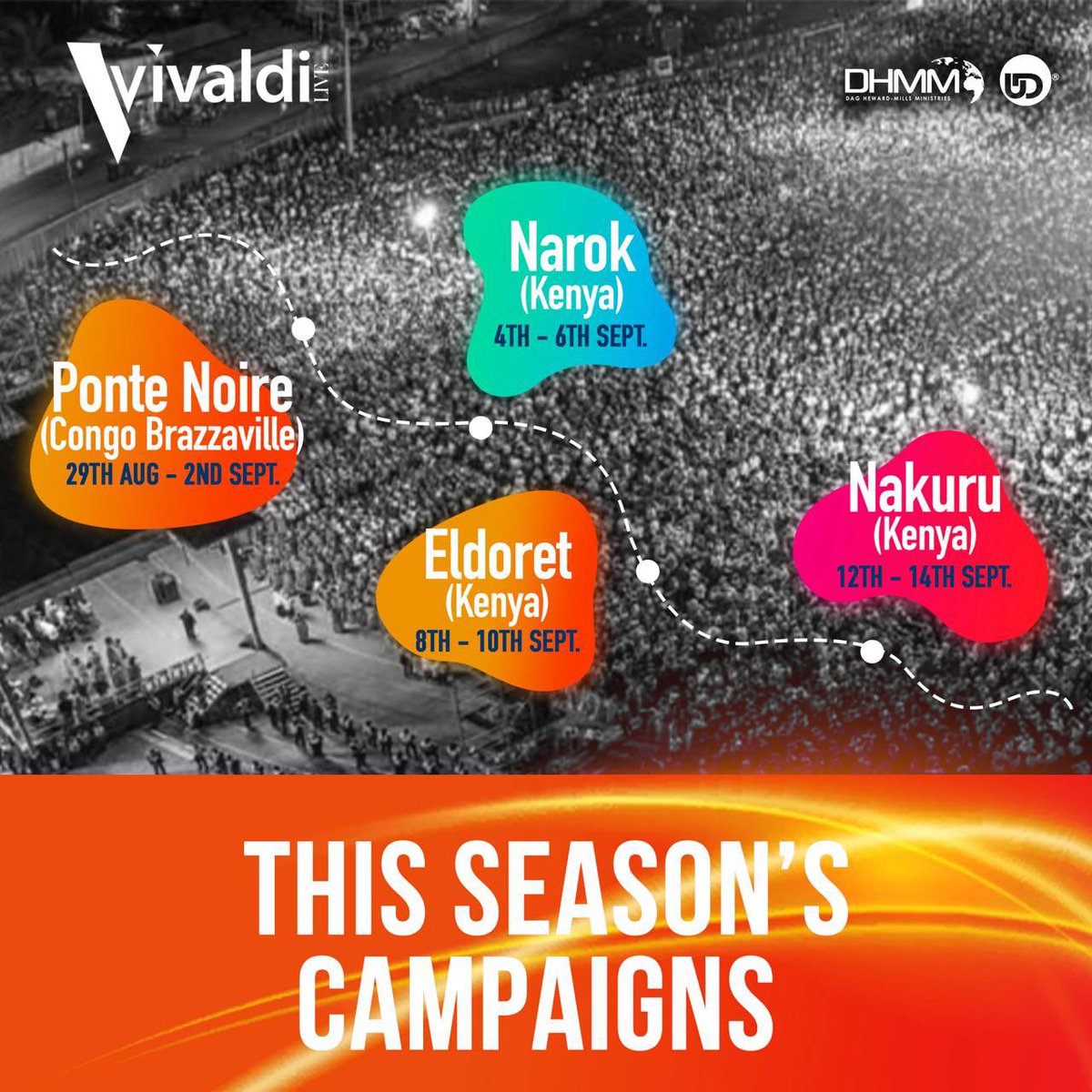 The Healing Jesus Campaign is coming to Congo Brazzaville and Kenya!
We are bringing the power of God's healing to these cities

From Ponte Noire to Nakuru
Aug 29- Sept 14th

Expect great things!
#healingjesuscampaign #congo #africa #healing