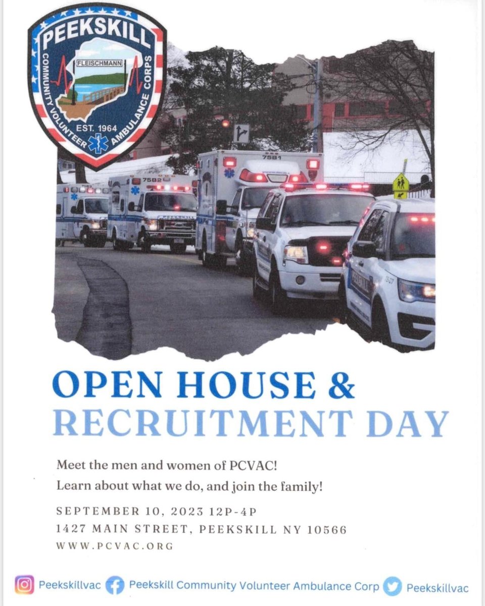 PeekskillVAC's tweet image. SAVE THE DATE- Come and take a look at our building, equipment, members and possibly join our agency all in one shot.