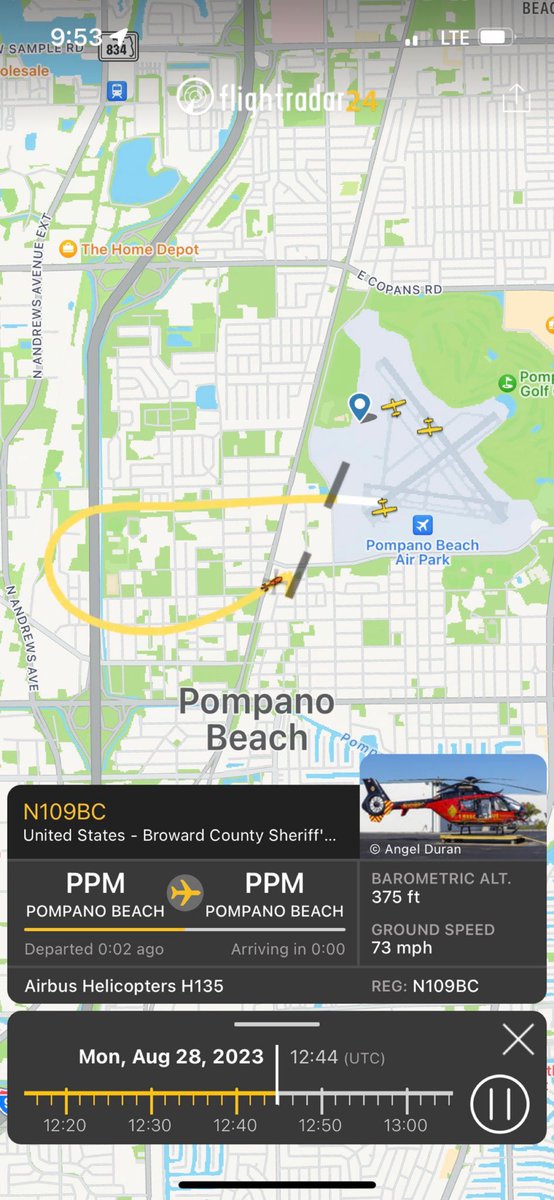 SteveNorrisTV's tweet photo. 🚨BREAKING NEWS…. 🚁This happened just seconds after helicopter departed Pompano Beach Air Park. It would appear the chopper was trying to make it back to airport. #ChopperDown #BreakingNews #PompanoBeach #Florida #Broward https://t.co/3U7LTa07QQ