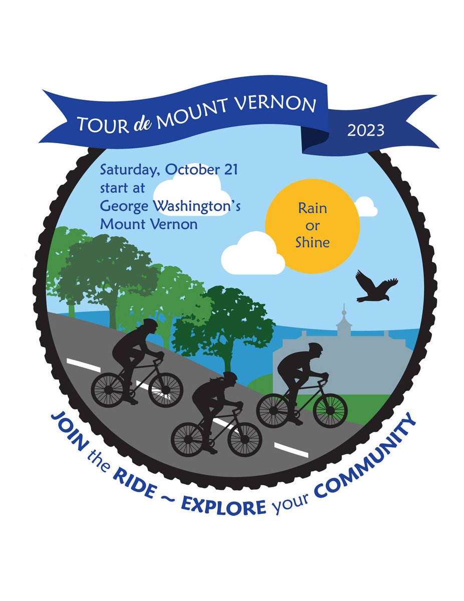 Calling all cyclists - this is the last week to purchase your Super Early Bird tickets for the Tour de Mount Vernon before prices increase on Friday, September 1!!! 🚲 🚴‍♂️ 🚵 @danstorck 
For more information, visit: buff.ly/43StaFg 

#FairfaxCounty #MountVernon