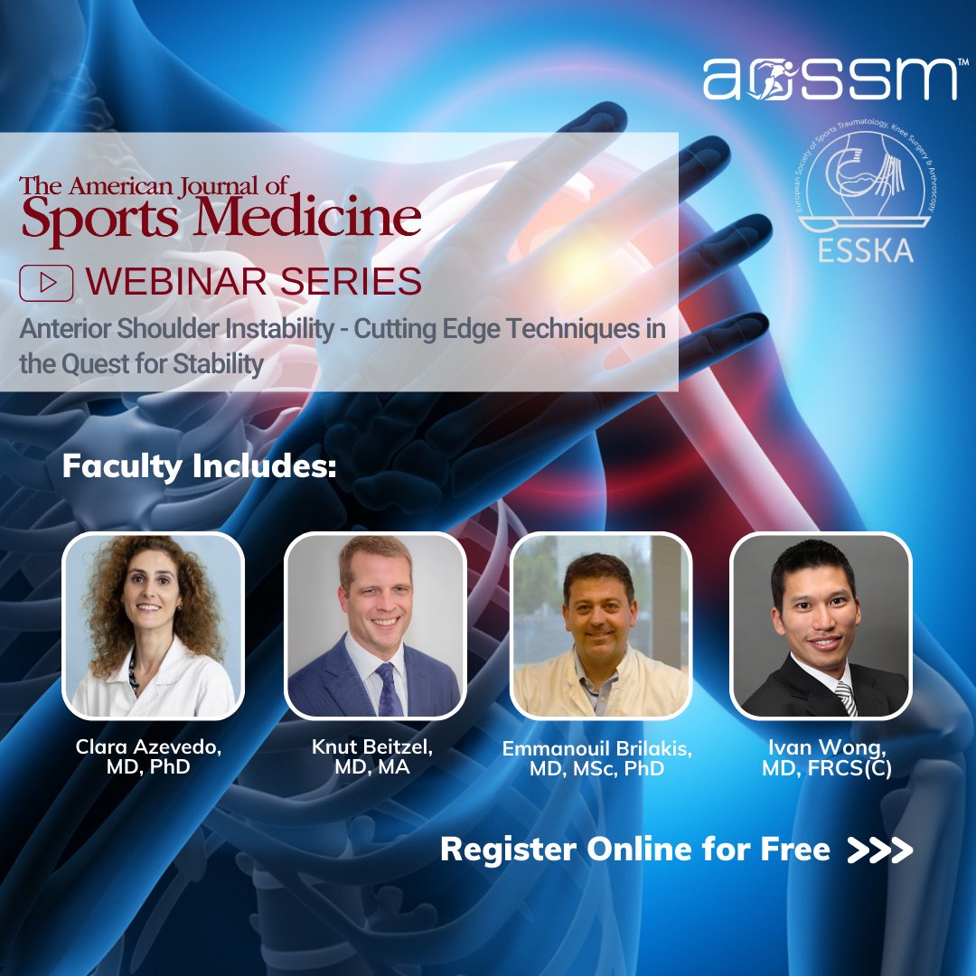AOSSM (@aossm1972) on Twitter photo Join our faculty on September 26 @ 3pm CT for a FREE webinar on the recent developments in shoulder surgical techniques. Earn 1 CME credit! @AJSM_SportsMed <a href="/C_l_a_r_a_Az/">Clara Campos Azevedo, MD, PhD</a> <a href="/SportsMedMD/">Ivan Wong, MD</a> <a href="/ManosBR/">Emmanouil Brilakis</a> <a href="/BeitzelKnut/">Knut Beitzel</a>
ow.ly/NWjr50PqaIa
#orthopaedics #sportsmedicine Join our faculty on September 26 @ 3pm CT for a FREE webinar on the recent developments in shoulder surgical techniques. Earn 1 CME credit! @AJSM_SportsMed <a href="/C_l_a_r_a_Az/">Clara Campos Azevedo, MD, PhD</a> <a href="/SportsMedMD/">Ivan Wong, MD</a> <a href="/ManosBR/">Emmanouil Brilakis</a> <a href="/BeitzelKnut/">Knut Beitzel</a>
ow.ly/NWjr50PqaIa
#orthopaedics #sportsmedicine