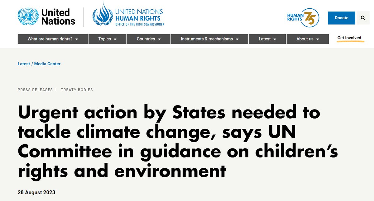 BREAKING: #UN Child Rights Committee publishes authoritative guidance on child rights &amp; the environment with special focus on #ClimateChange
-detailing States’ obligations under the #ChildRights Conv to address harms &amp; ensure children can exercise rights.

ohchr.org/en/press-relea…