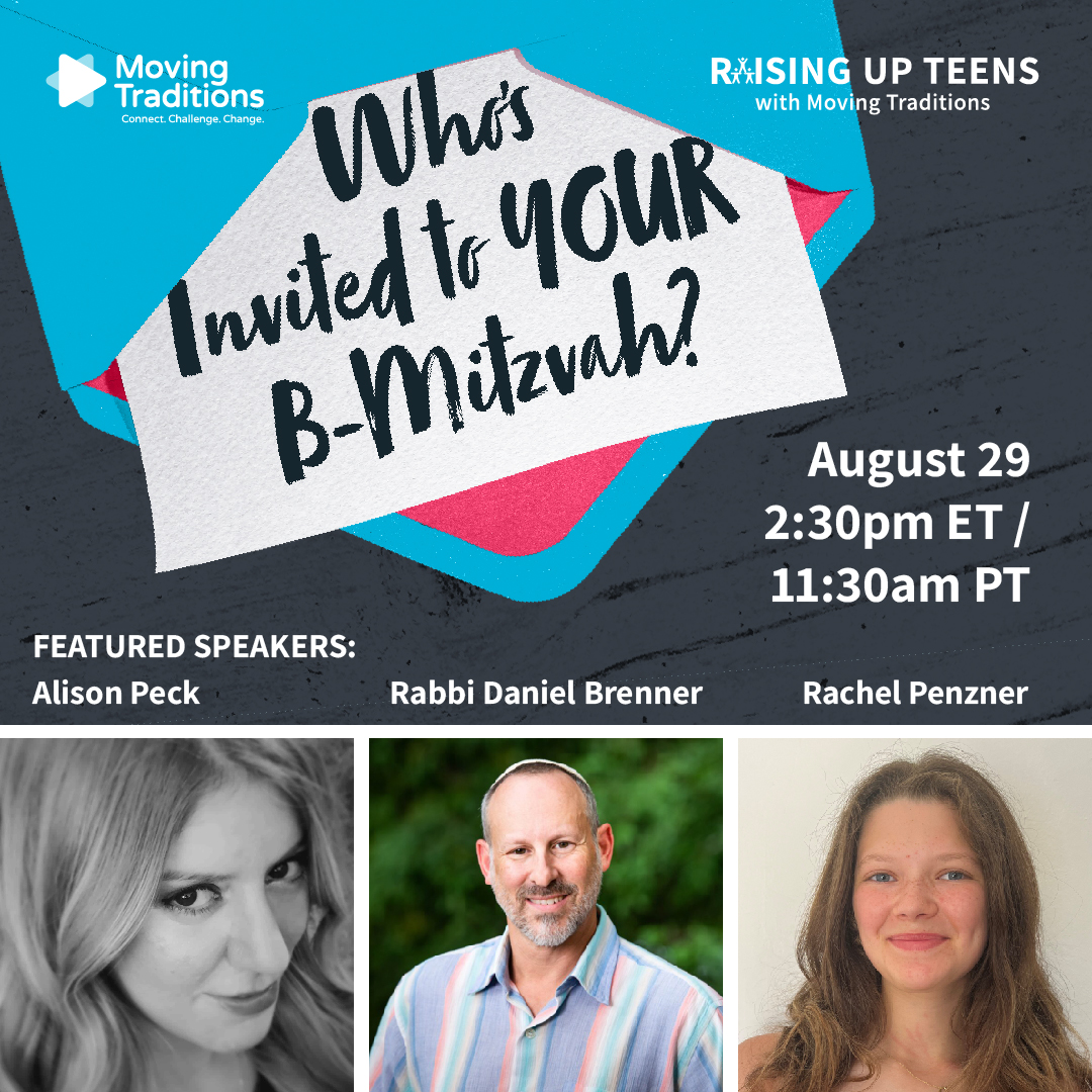 Have you seen the Jewish movie of the summer yet? You Are So Not Invited to My Bat Mitzvah is already sparking conversations about the b-mitzvah experience.

Join the conversation TOMORROW at 2:30pm ET/11:30am PT at a webinar with screenwriter Alison Peck movingtraditions.org/event/whos-inv…