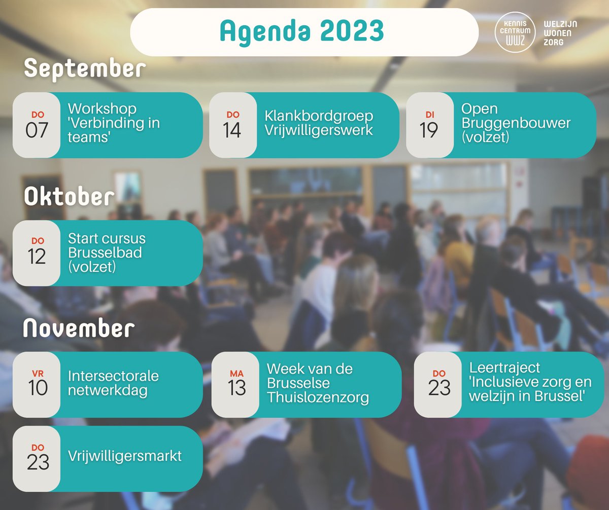 Ontdek onze agenda voor dit najaar! Zien we jou binnenkort ook?
kenniscentrumwwz.be/aankondigingen