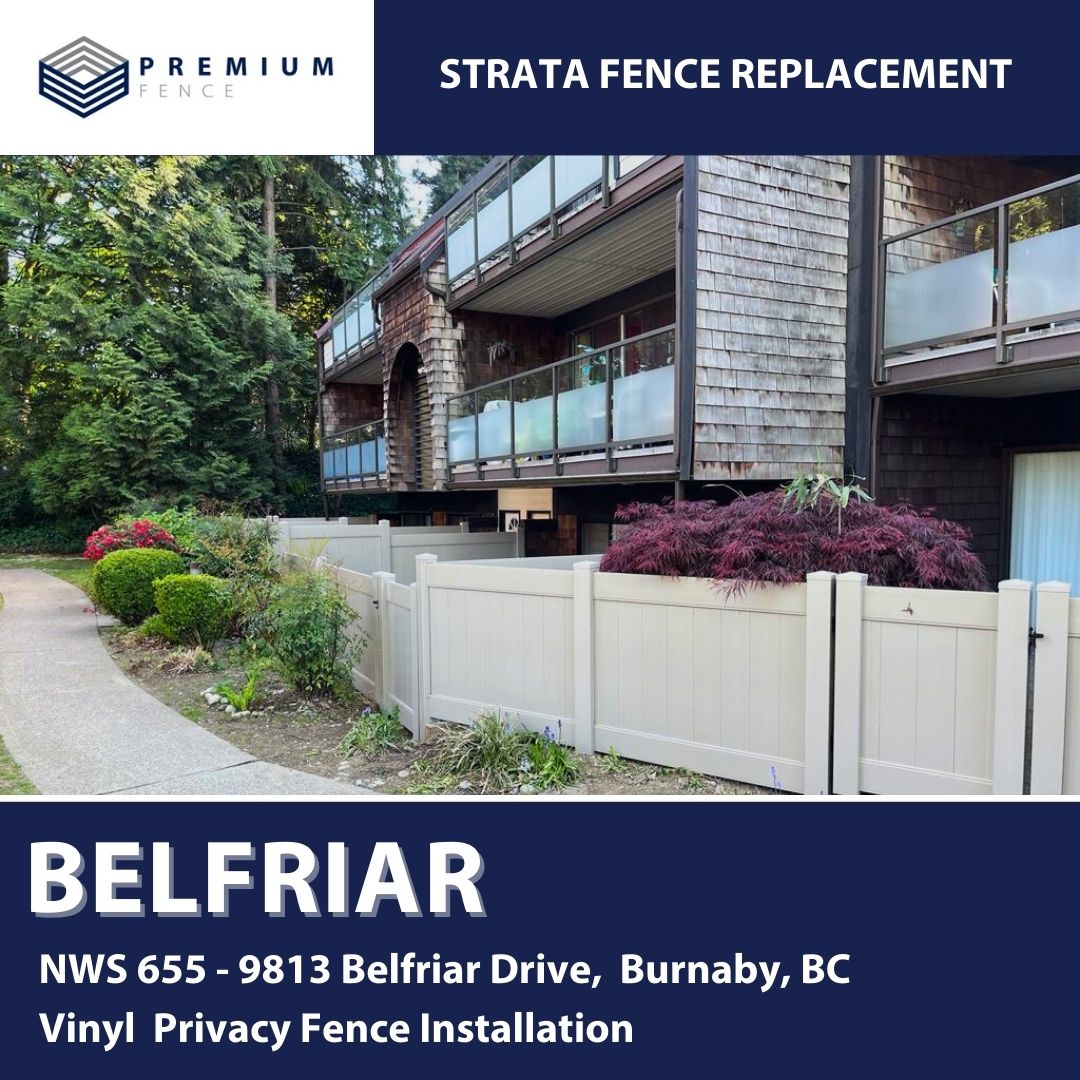 We recently improved the Belfriar Strata by upgrading their old falling apart wood fence to a new vinyl privacy fence, giving residents the privacy and security they deserve!

#fence #fenceinstallation #strata #bcrealesate #vancouver #realesate #stratamanager
