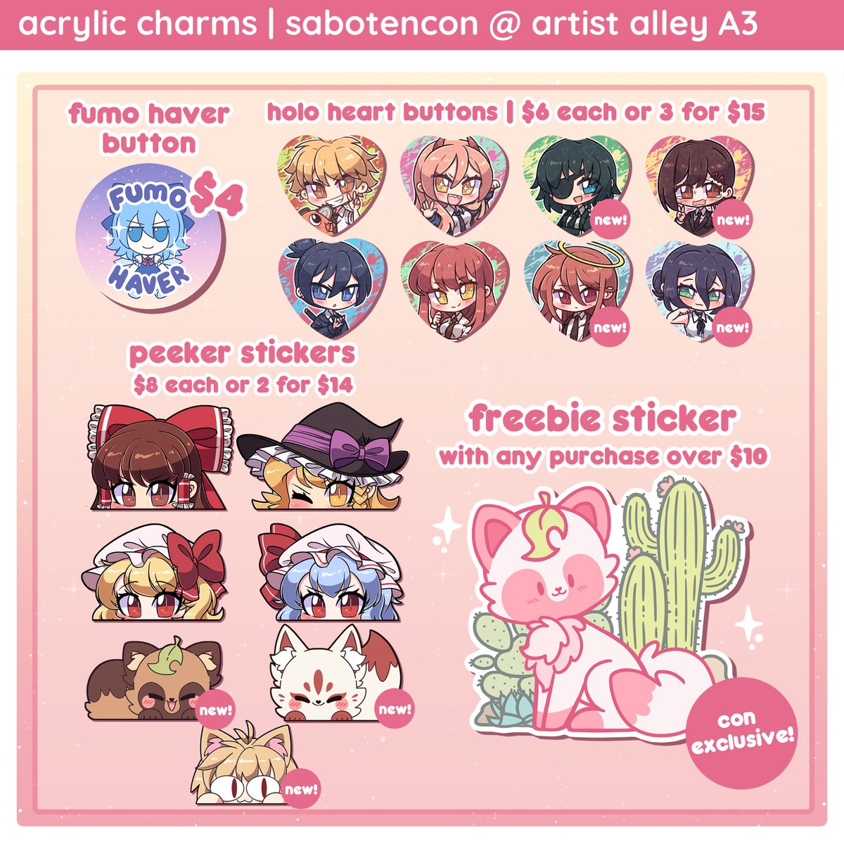 lots of new stuff will be debuting, and ill even be bringing gachapon machines! even if you can't come, you can use this catalog as a lil sneak peek for things to come in future store updates 🫶 