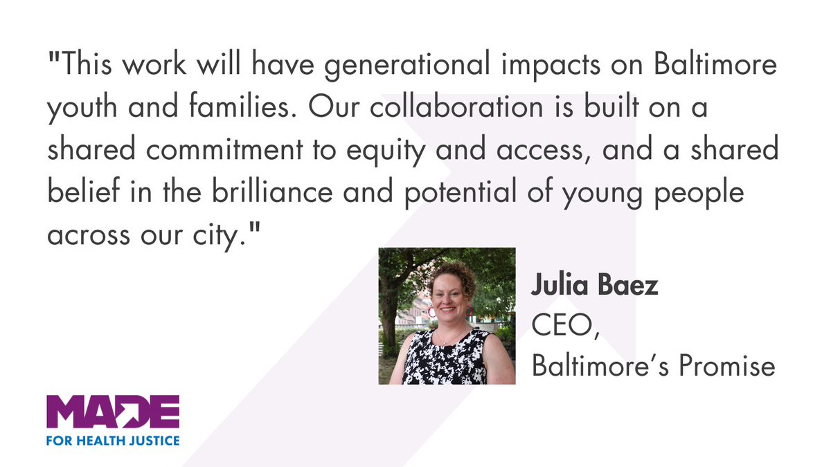 Baltimore's Promise (@bmorespromise) on Twitter photo We are proud to be part of Modernized Anti-Racist Data Ecosystems (MADE) for Health Justice, which will allow Baltimore's Promise to develop a local #data ecosystem supporting #HealthEquity for all. loom.ly/-MREesY
<a href="/deBeaumontFndtn/">de Beaumont Foundation</a> <a href="/RWJF/">RWJF</a> @bmore_healthy <a href="/BaltCitySchools/">Baltimore City Public Schools</a> We are proud to be part of Modernized Anti-Racist Data Ecosystems (MADE) for Health Justice, which will allow Baltimore's Promise to develop a local #data ecosystem supporting #HealthEquity for all. loom.ly/-MREesY
<a href="/deBeaumontFndtn/">de Beaumont Foundation</a> <a href="/RWJF/">RWJF</a> @bmore_healthy <a href="/BaltCitySchools/">Baltimore City Public Schools</a>