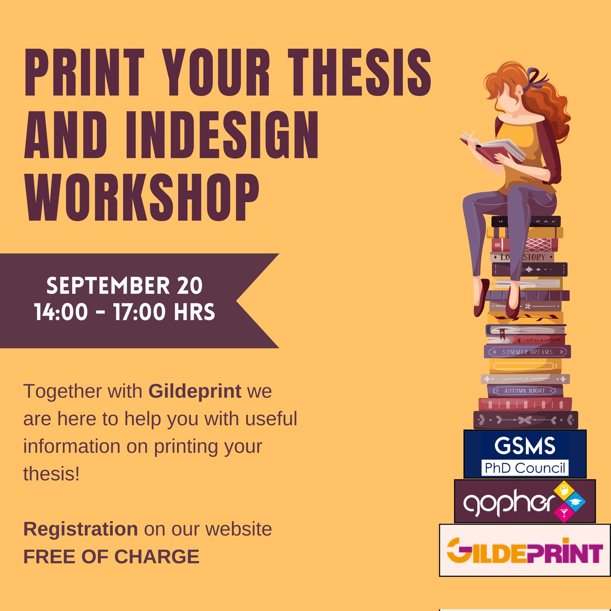 "Print your thesis" is back! 🤩
Registration on our website.

#Gopher #GopherGroningen #AcademicEvent #thesis #phdlife #phddefense