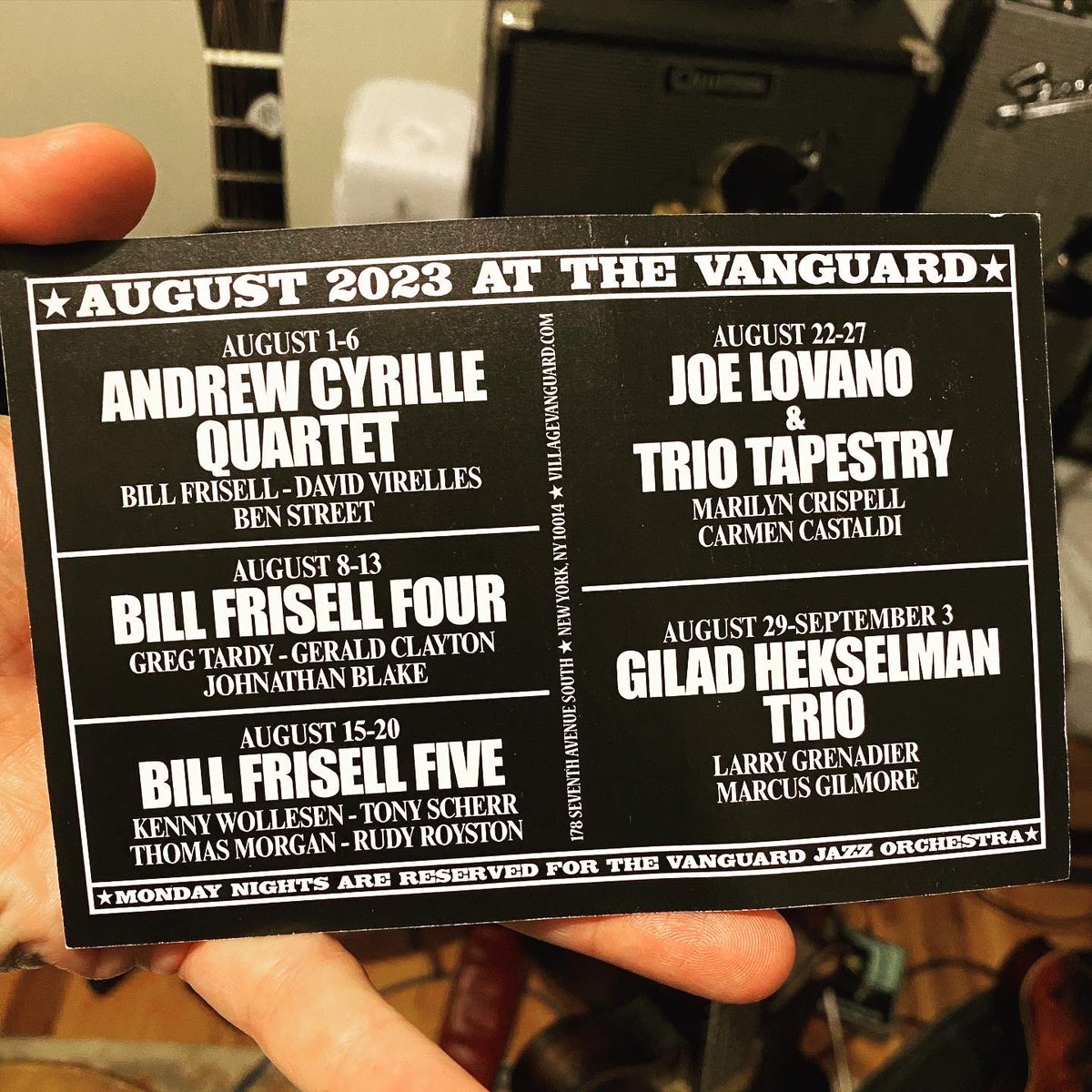 Inspired by my hero, and Vanguard schedule neighbor, maestro Bill Frisell , I am posting here my own list of things to remember this week. ❤️🙏🏼