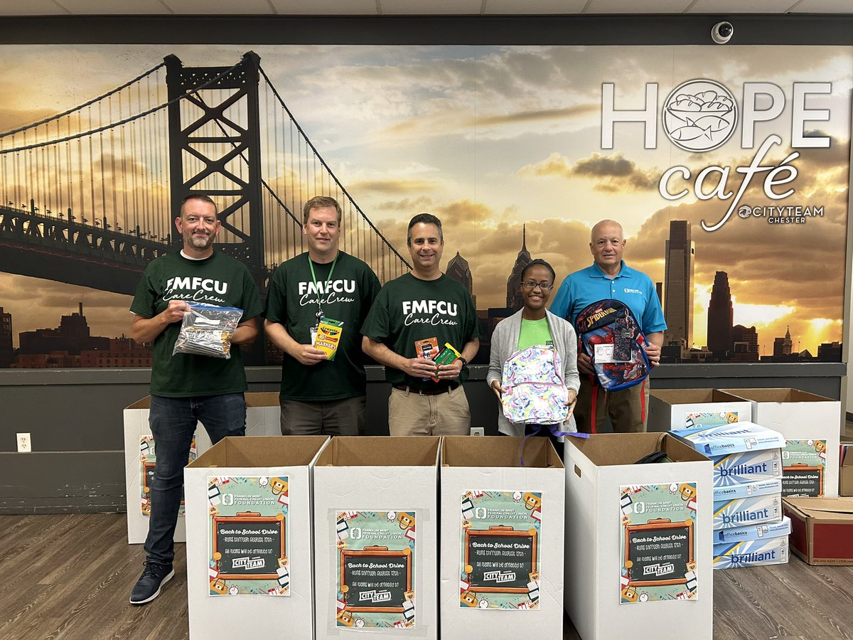 Thank you to @CityteamChester for the opportunity to collect and sort school supplies for the Backpack for Success program! @FMFCU Care Crew was honored to help.