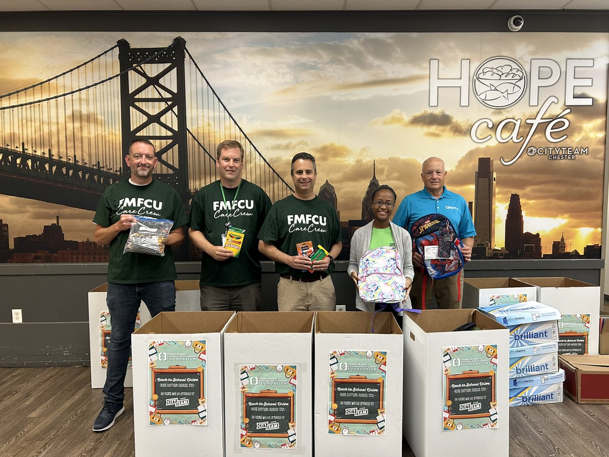 Thank you to <a href="/CityteamChester/">Cityteam Chester</a> for the opportunity to collect and sort school supplies for the Backpack for Success program! <a href="/FMFCU/">Franklin Mint FCU</a> Care Crew was honored to help.