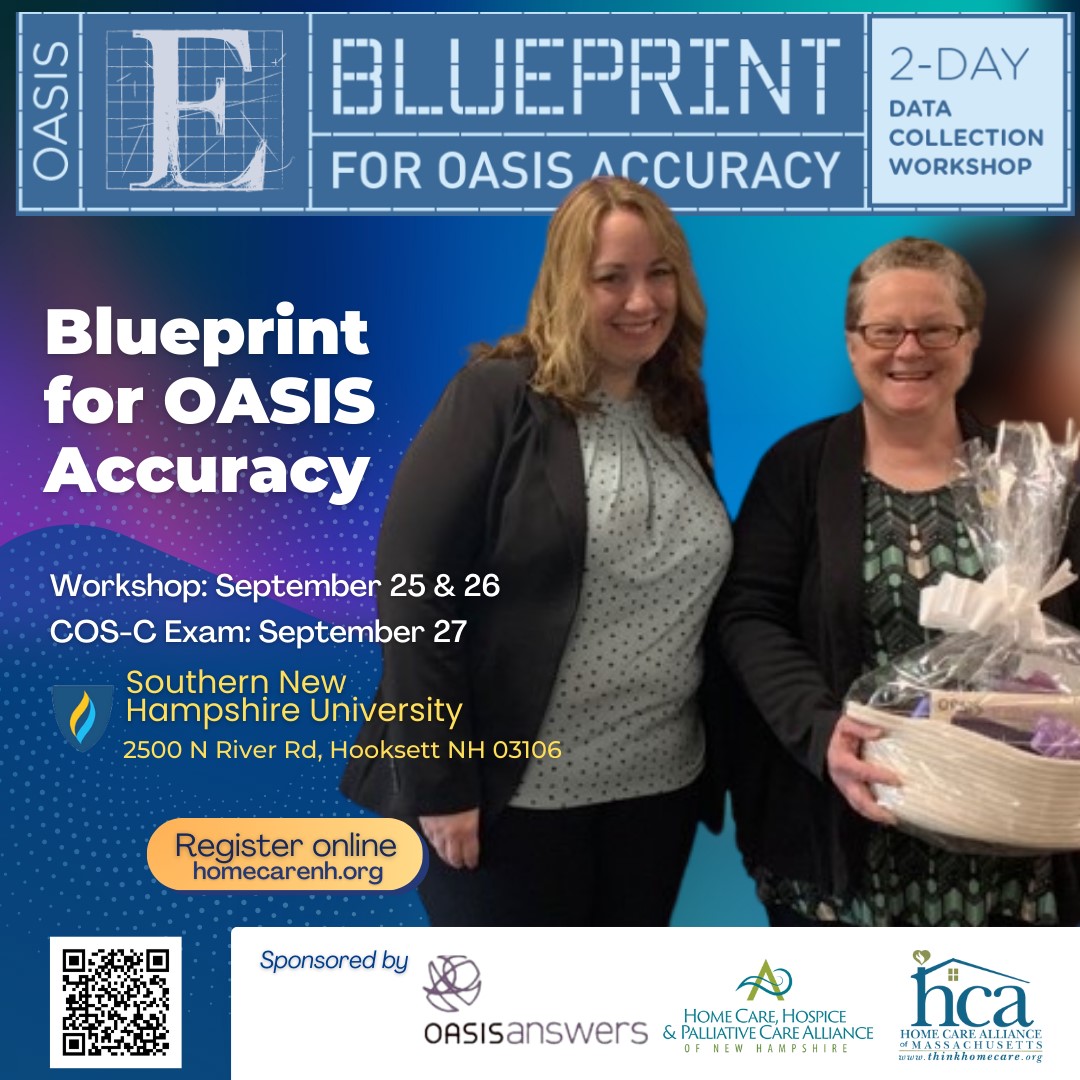 HomecareNH's tweet photo. Sign up NOW for the 2-day Blueprint for OASIS Accuracy program in Hooksett, Sept 25 &amp; 26. TRAIN MORE PEOPLE FOR LESS! You can receive 20% off by sending three or more participants using code 3orMore. The discount expires on Sept 1, that’s THIS WEEK. https://t.co/sTEXQ0VmoS https://t.co/42gu7YDGjp