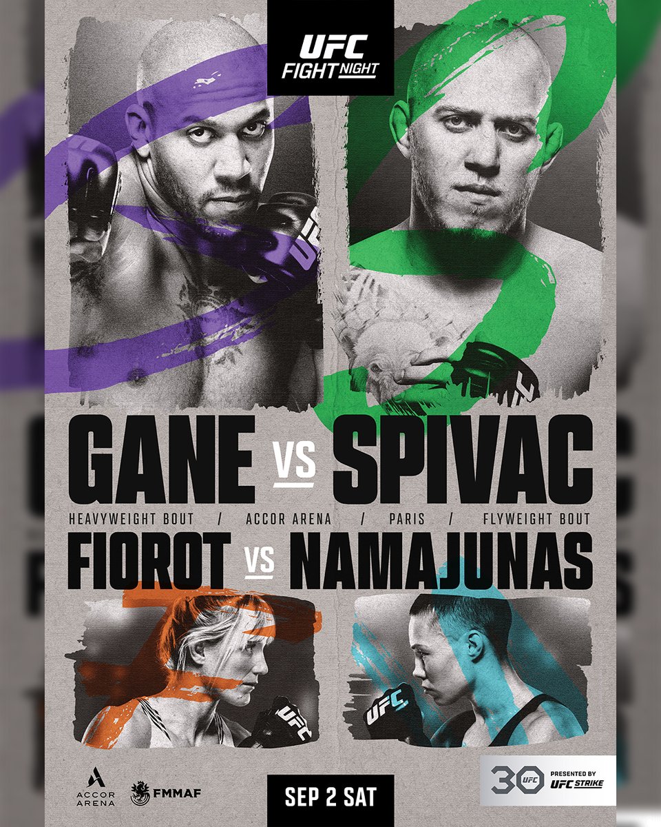 ufc's tweet photo. Bonjour fight fans! 👋

The Octagon's back in France for #UFCParis this Saturday! 🇫🇷

[ 3pmET / 12pmPT Main Card | Live on ESPN &amp; ESPN+ ] https://t.co/07ibOVab4x