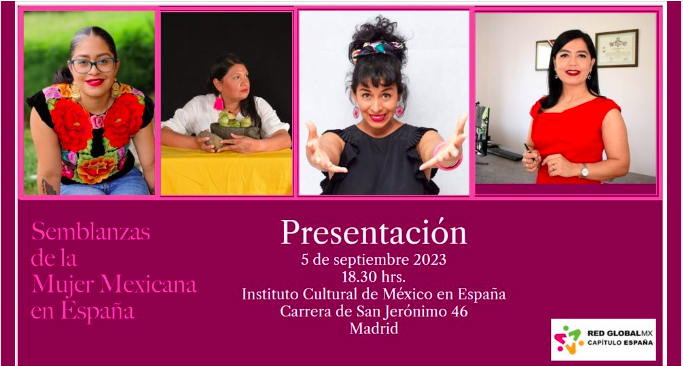 Talentia_BCN's tweet photo. La Coordinación de Mujer Global MX de la RGMX Cap. España los invita al evento que tiene como objetivo la presentación del proyecto Semblanzas de la Mujer Mexicana en España, y su página web.
📷 5 de septiembre 2023
📷18:30 horas
📷Instituto Cultural de México en España-Madrid. https://t.co/ApjieZe3Cv