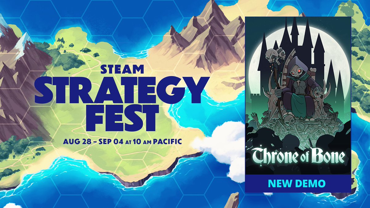 This #strategyfest, try an unholy amalgam of autobattlers and roguelikes. 

👻 Draft undead minions 
☠️ Annihilate Intruders 
👑 Reclaim the Throne of Bone
s.team/a/1866630 
#indiegames #roguelike #cardgame #autobattler