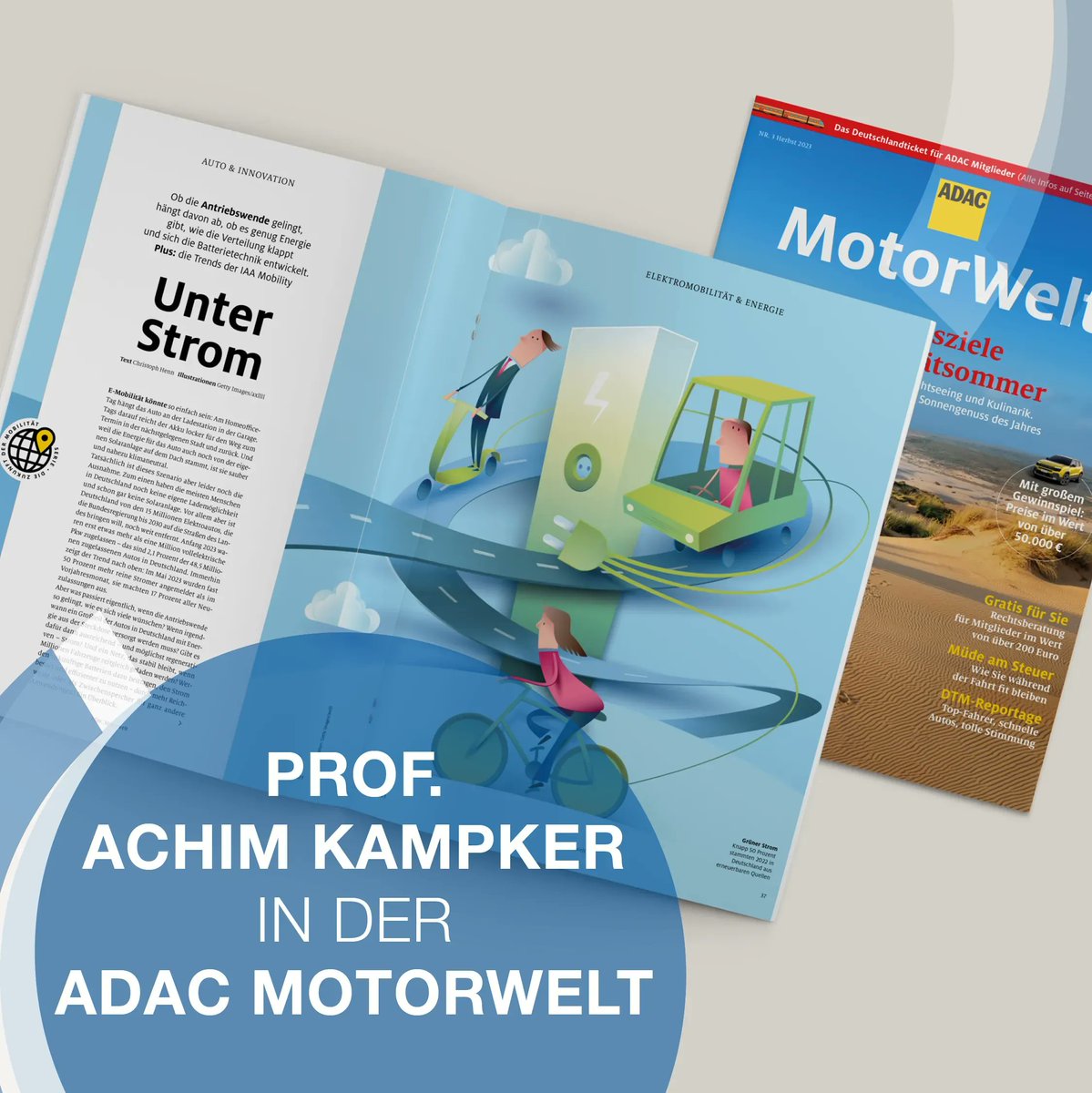 Die aktuelle <a href="/adac_motorwelt/">ADAC Motorwelt</a> geht den Fragen nach, wie künftig die Energieverteilung funktioniert und wie die #Batterietechnik vorankommt. „Alle bisherigen Probleme sind lösbar“, sagt #PEM-Leiter Prof. <a href="/akampker/">Achim Kampker</a> in dem Beitrag: buff.ly/47Tlkyg
 
#eMobilität #eMobility