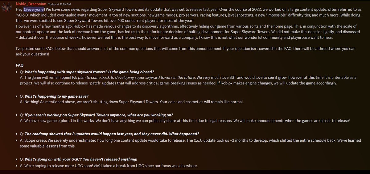 An update regarding #SuperSkywardTowers: