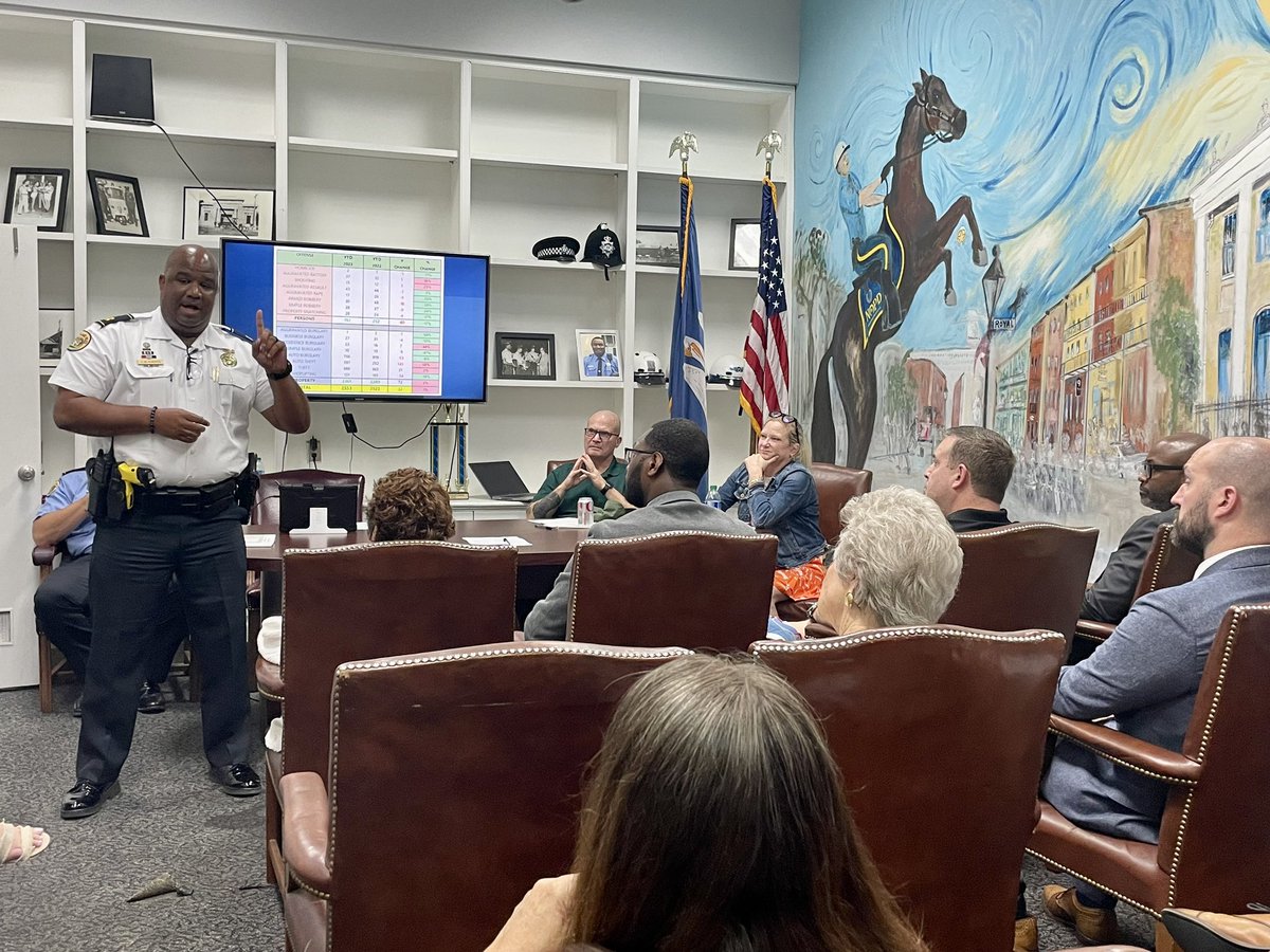 DA Williams, Chief of External Affairs Keith D. Lampkin and Chief of Screening Andre Gaudin, Jr. joined leaders from the Police Community Advisory Board, NOPD and the community at the @NOPDNews 8th District Police Community Advisory Board Meeting in Downtown New Orleans.