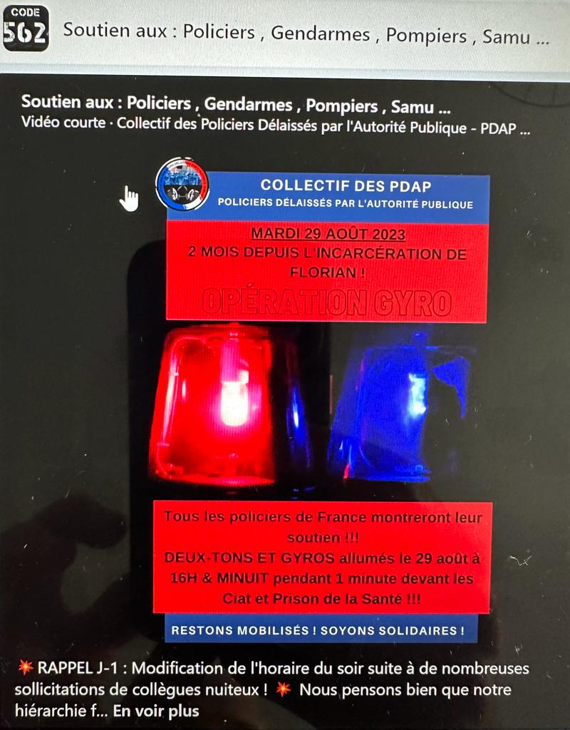 collectifPDAP's tweet image. Merci  à tous pour votre soutien ! @_FFOC_ UPNI, le CLIP  RA, les Gilets bleus.... 
Demain tous unis pour Flo !!
@GDarmanin @AmineElbahii @CNEWS @BFMTV