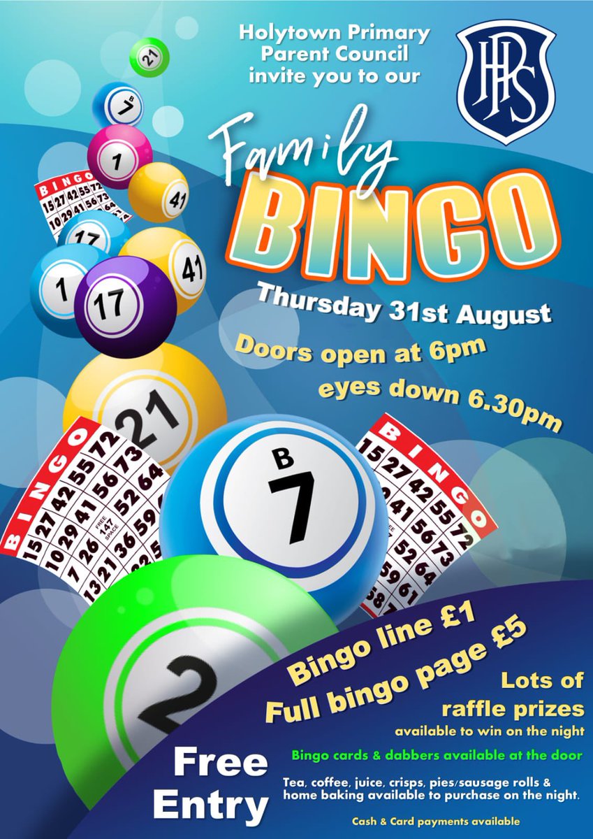 This Thursday is our first bingo night <a href="/HolytownPS/">Holytown PS & NC</a> please come along to support our school. All proceeds go back to the children and the school.