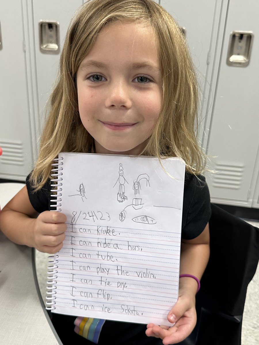 Wellington_Elem's tweet photo. Ms. Quindara's first graders are writers! Look at their sentences using the high frequency word, "can!" They sure CAN write! @Wellington_Elem #wesroars https://t.co/B6b1O4lB7W