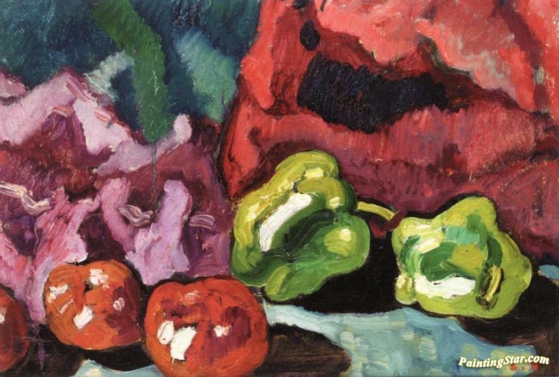 Two green peppers and tomatoes. Louis Valtat. First half 20th century. No recipe on Instagram today, but you can Find my recipe for Cauliflower simmered with tomatoes and capers at the end of my piece on capers on @tabletmag #capers #cauliflower #jewishfood #italianjewishfood