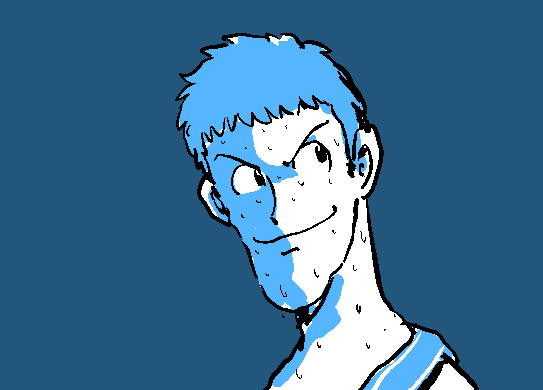 1boy solo male focus blue theme blue background simple background smile  illustration images