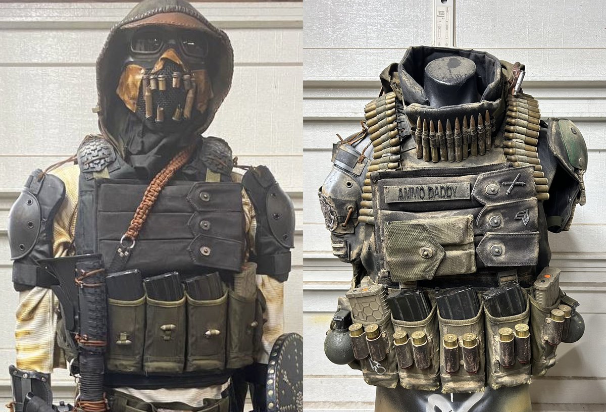 TheRealEvanCray's tweet photo. The glow up is real leading up to wasteland! Photos on the left are from my first year of #wastelandweekend last year. The right are the new upgrades to the look so far! Got less than a month into go! Totally not stressing at all! #glowup https://t.co/cU1iqLHi6A