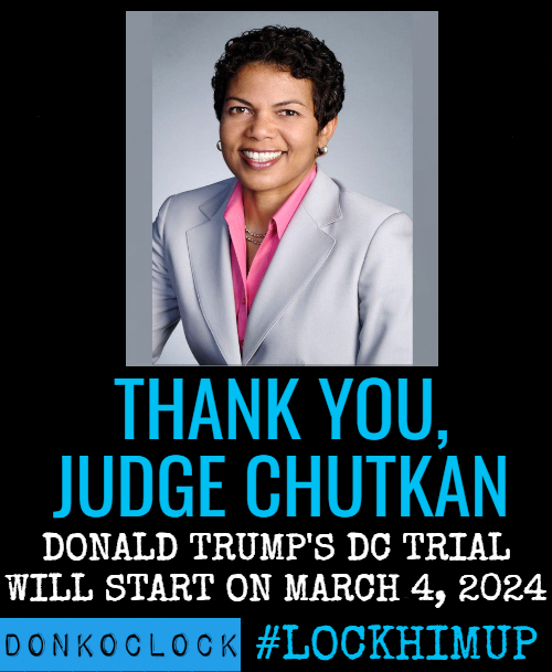 Breaking News - Judge Chutkan sets the trial date for March 4, 2024! Just One day after Super Tuesday! Just two months after the original request of Jack Smith! What a Huge Victory for Democracy! #LockHimUp #DonksFriends #TrumpMugShot